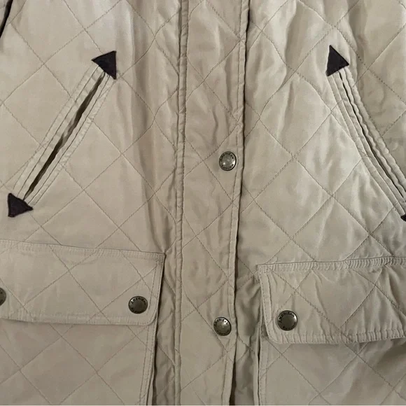 American Living Quilted Beige Jacket with Dark Brown Details - Picture 2 of 11